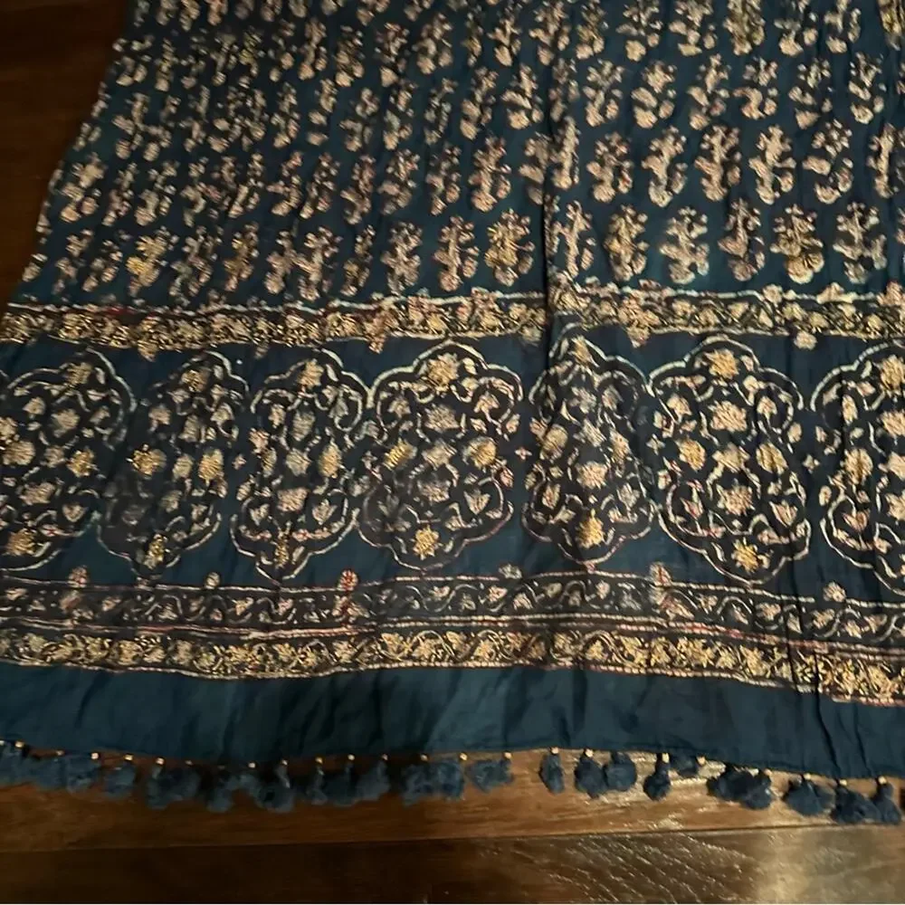 Naga Selection da Blue Tassel Lightweight Scarf Sarong Shawl Vacation Rectangle